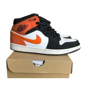 Nike Air Jordan 1 Shattered Backboard Orange Mid Top Shoes Size 9 554724-058